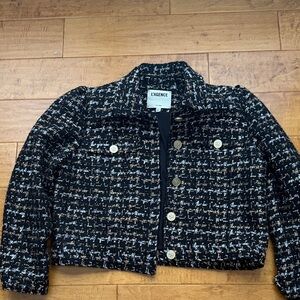 L'AGENCE Black and Gold Crop Blazer